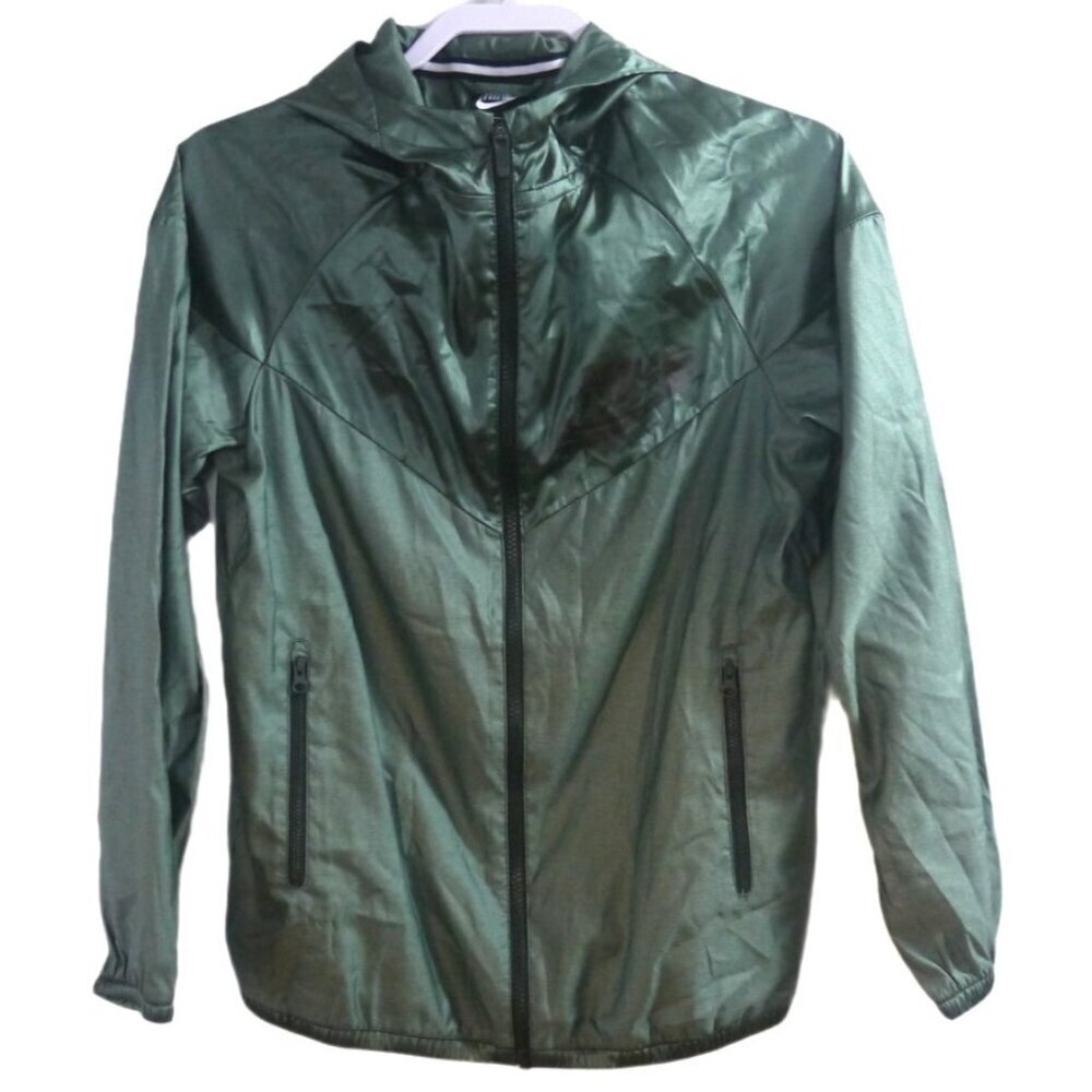 NIKE green lightweight 100% polyester windbreaker jacket BOYS YOUTH size XL
